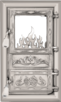 Monobloc Stove Door with Glass Nickel-Plated / h[mm]: 525; l[mm]: 310