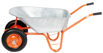 Wheelbarrow P Galvanized Tray with Two Pneumatic Wheels and Metal Rim