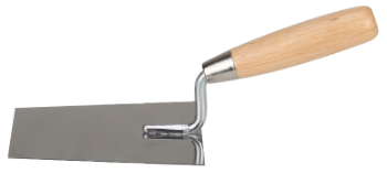 Trapezoidal Stainless Steel Trowel with Wooden Handle, 90 Degrees