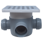 Square Floor Drain with Riser SL 2 Inlets 90° SP-H75-160-3